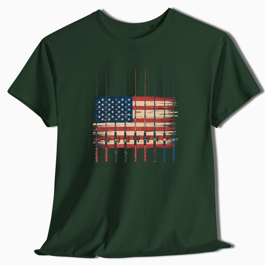 Distressed American Flag Fishing T-Shirt - t210a25
