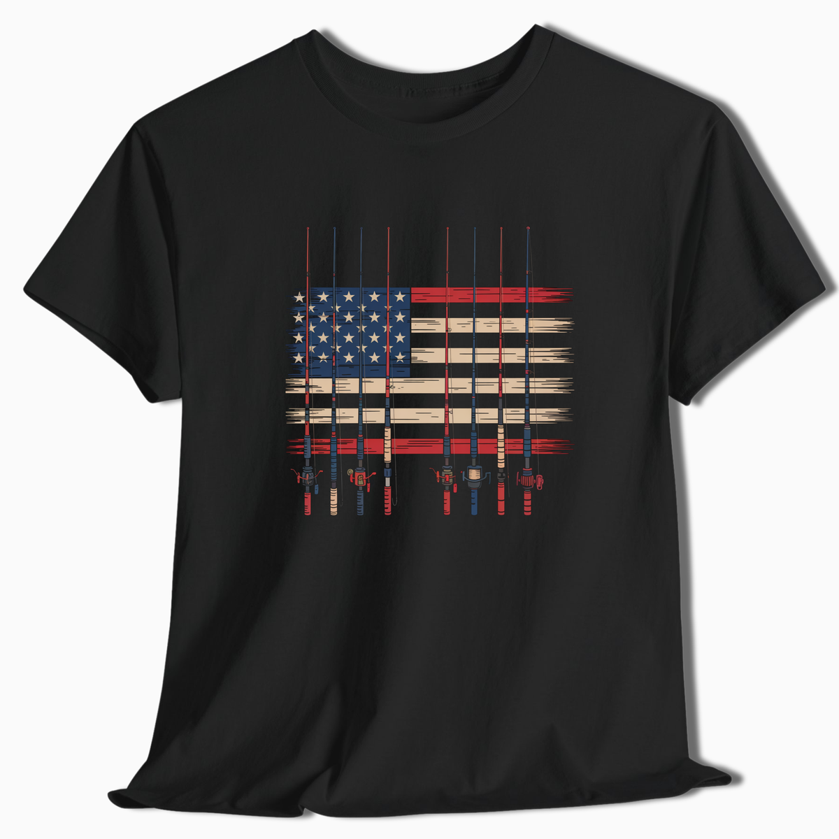 Vintage American Flag Fishing T-Shirt - t211a25