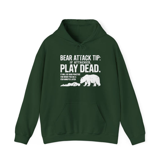 Bear Attack Tip Play Dead Funny Outdoor Hoodie - t100a25